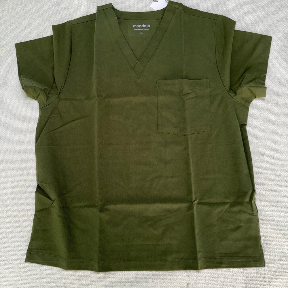 Mandala Men's 2-Pocket Olive Scrub Top | Sz XL, NWT